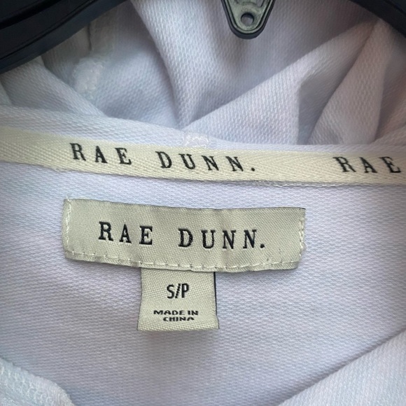 Rae Dunn Womens Small Good Vibes White Mint Striped Boxy Pullover Hoodie Sweater - Picture 4 of 8